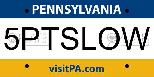 5PTSLOW Pennsylvania License Plate