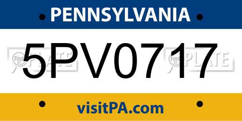 5PV0717 Pennsylvania License Plate