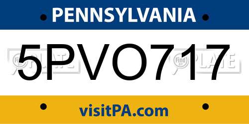 5PVO717 Pennsylvania License Plate