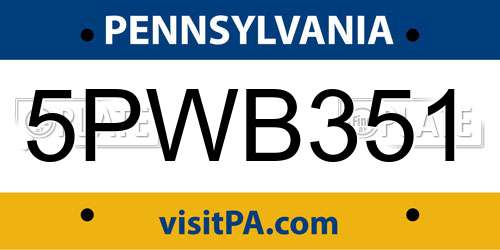 5PWB351 Pennsylvania License Plate