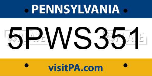 5PWS351 Pennsylvania License Plate