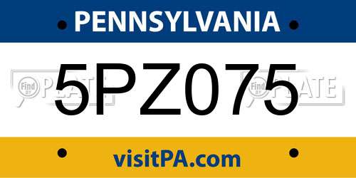 5PZ075 Pennsylvania License Plate