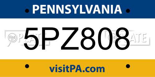 5PZ808 Pennsylvania License Plate