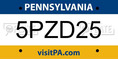 5PZD25 Pennsylvania License Plate