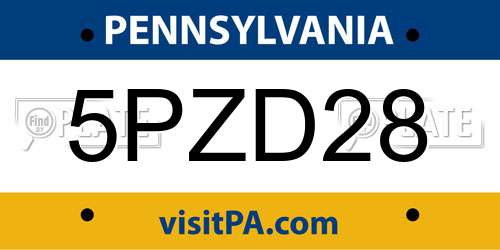 5PZD28 Pennsylvania License Plate