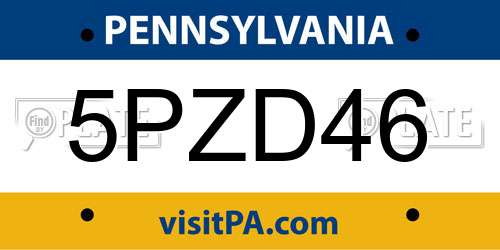 5PZD46 Pennsylvania License Plate