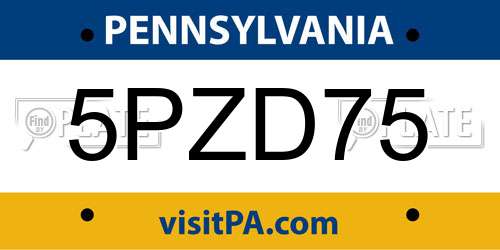 5PZD75 Pennsylvania License Plate