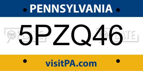 5PZQ46 Pennsylvania License Plate