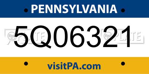 5Q06321 Pennsylvania License Plate