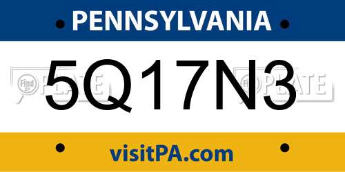5Q17N3 Pennsylvania License Plate