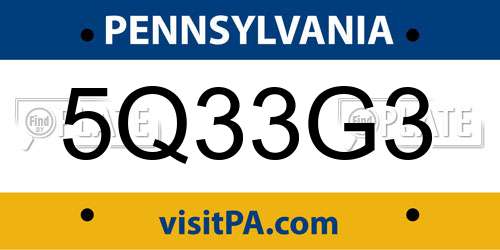 5Q33G3 Pennsylvania License Plate