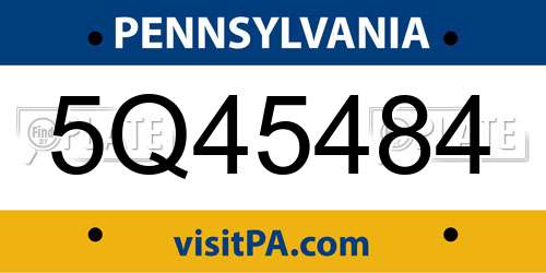 5Q45484 Pennsylvania License Plate