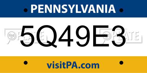 5Q49E3 Pennsylvania License Plate