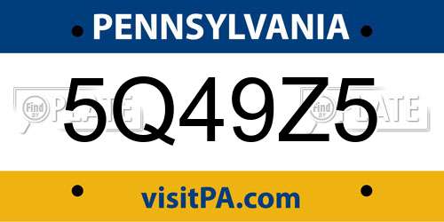 5Q49Z5 Pennsylvania License Plate