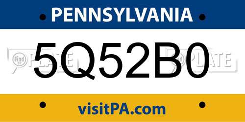 5Q52B0 Pennsylvania License Plate