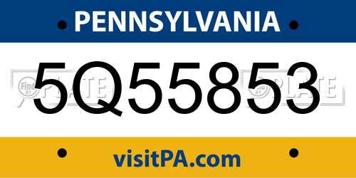5Q55853 Pennsylvania License Plate