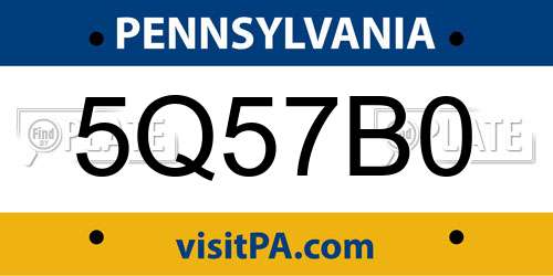 5Q57B0 Pennsylvania License Plate