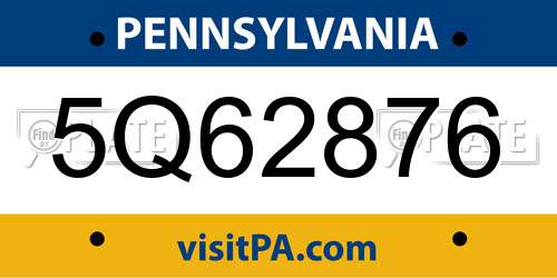 5Q62876 Pennsylvania License Plate