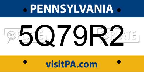 5Q79R2 Pennsylvania License Plate