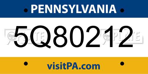 5Q80212 Pennsylvania License Plate