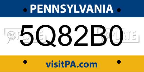 5Q82B0 Pennsylvania License Plate