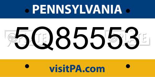 5Q85553 Pennsylvania License Plate