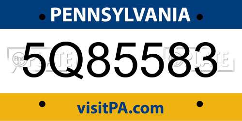 5Q85583 Pennsylvania License Plate