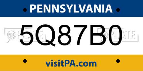 5Q87B0 Pennsylvania License Plate