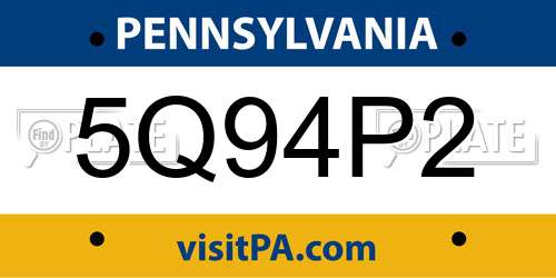 5Q94P2 Pennsylvania License Plate