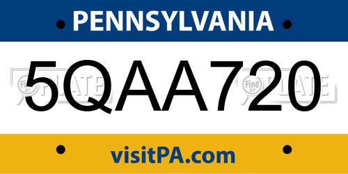 5QAA720 Pennsylvania License Plate