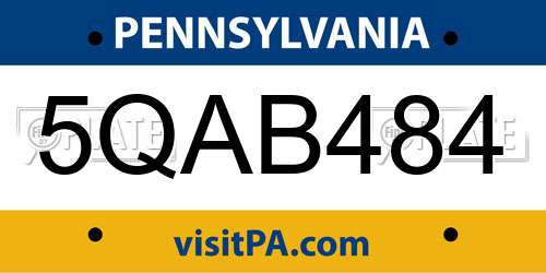 5QAB484 Pennsylvania License Plate