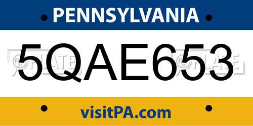 5QAE653 Pennsylvania License Plate