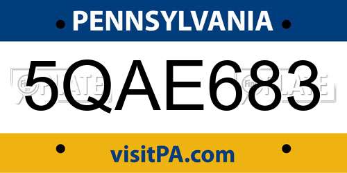 5QAE683 Pennsylvania License Plate
