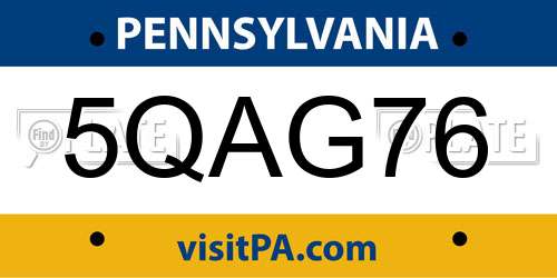 5QAG76 Pennsylvania License Plate