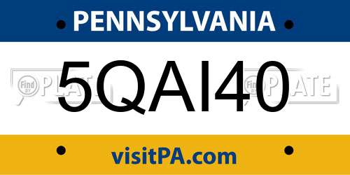 5QAI40 Pennsylvania License Plate