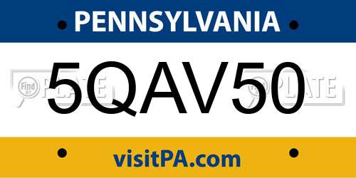 5QAV50 Pennsylvania License Plate