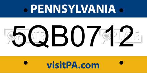 5QB0712 Pennsylvania License Plate