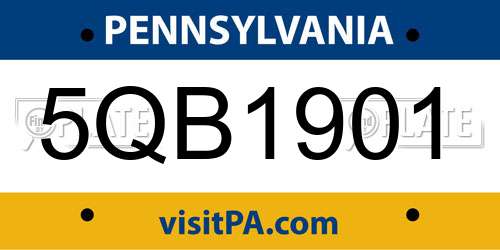 5QB1901 Pennsylvania License Plate