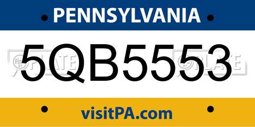5QB5553 Pennsylvania License Plate