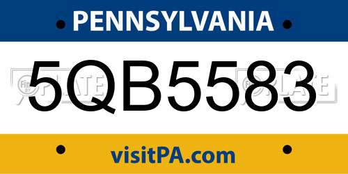 5QB5583 Pennsylvania License Plate