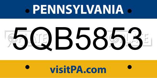 5QB5853 Pennsylvania License Plate