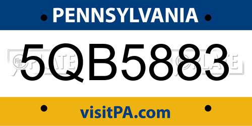 5QB5883 Pennsylvania License Plate