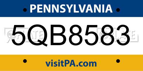 5QB8583 Pennsylvania License Plate