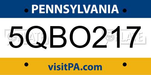 5QBO217 Pennsylvania License Plate