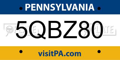 5QBZ80 Pennsylvania License Plate