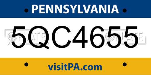 5QC4655 Pennsylvania License Plate