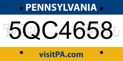 5QC4658 Pennsylvania License Plate