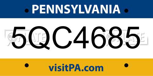 5QC4685 Pennsylvania License Plate