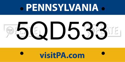 5QD533 Pennsylvania License Plate