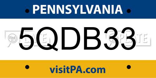 5QDB33 Pennsylvania License Plate